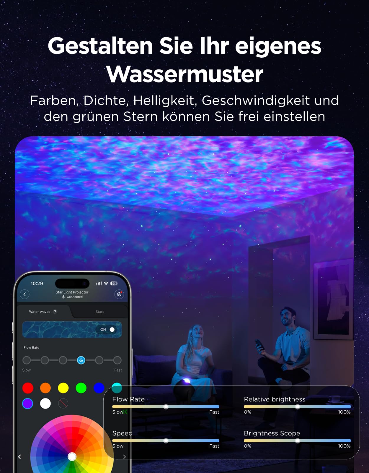 Govee Sternenhimmel Projektor Ozeanwelle | Dynamische Welleneffekte, Kompatibel mit Matter, Über 40 Szenenmodi, 18 Optionen für Weißes Rauschen