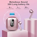 Wireless Earbuds, Bluetooth 5.3 Headphones HiFi Stereo, Mini in-Ear Bluetooth Earbuds, Wireless Earphones with 4 ENC Noise Cancelling Mic, IP7 Waterproof, LED Display, Touch Control Ear Buds,Rose Gold