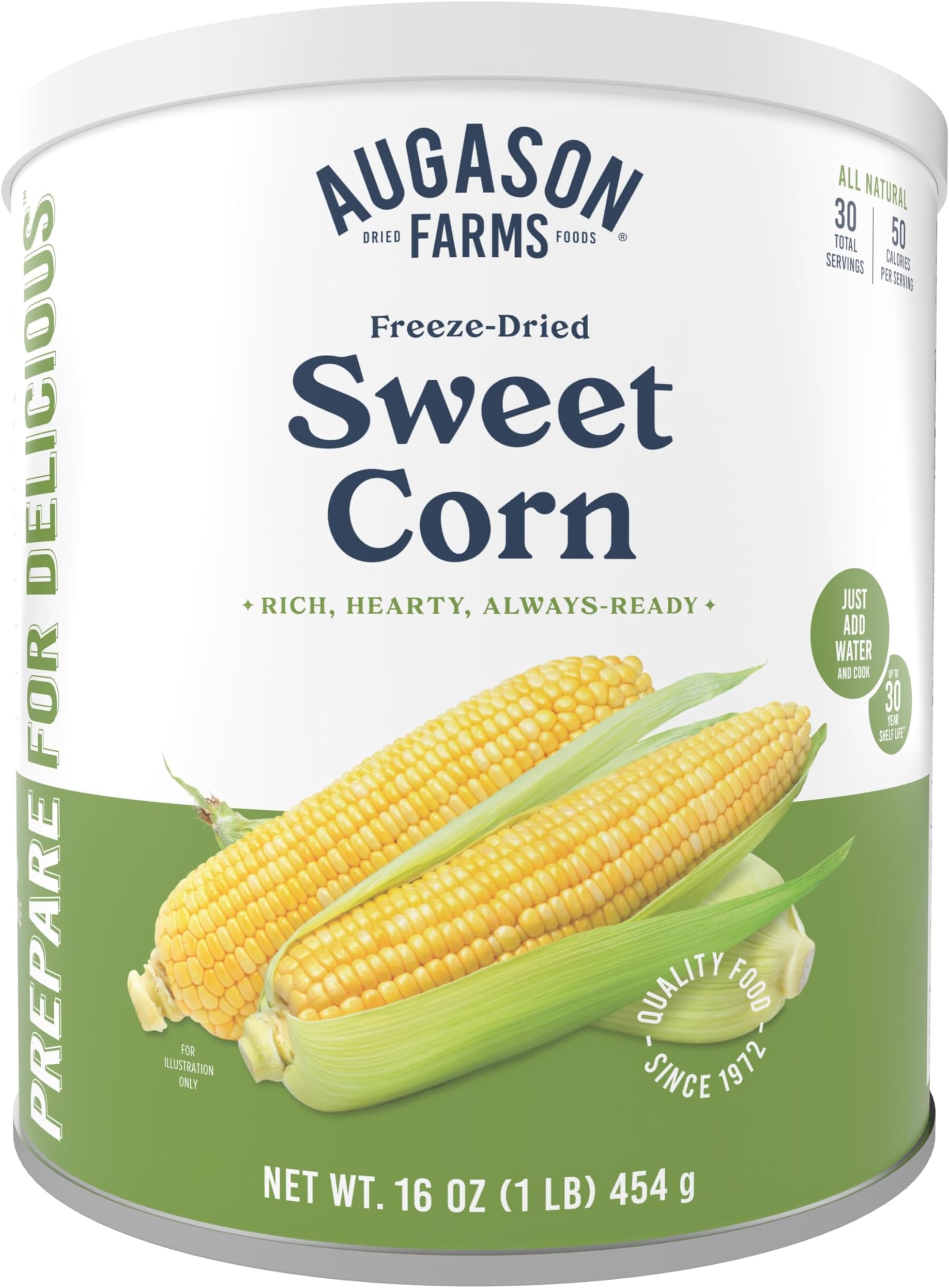 Freeze Dried Sweet Corn Can, Emergency Food Supply, Everyday Meals, 30 Servings