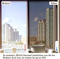 Vista 5 de Lámina Filmgoo para ventana, de una sola vía, tratamiento de tinte de espejo para privacidad diurna, vinilo de control de calor y rayos UV, bloqueo