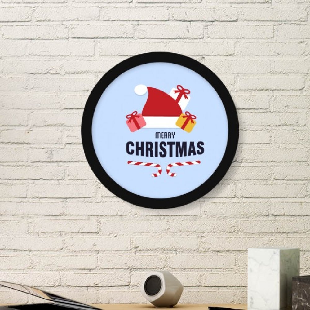 Cadre photo noir de Noël de qualité avec peinture chapeau de Père Noël ronde