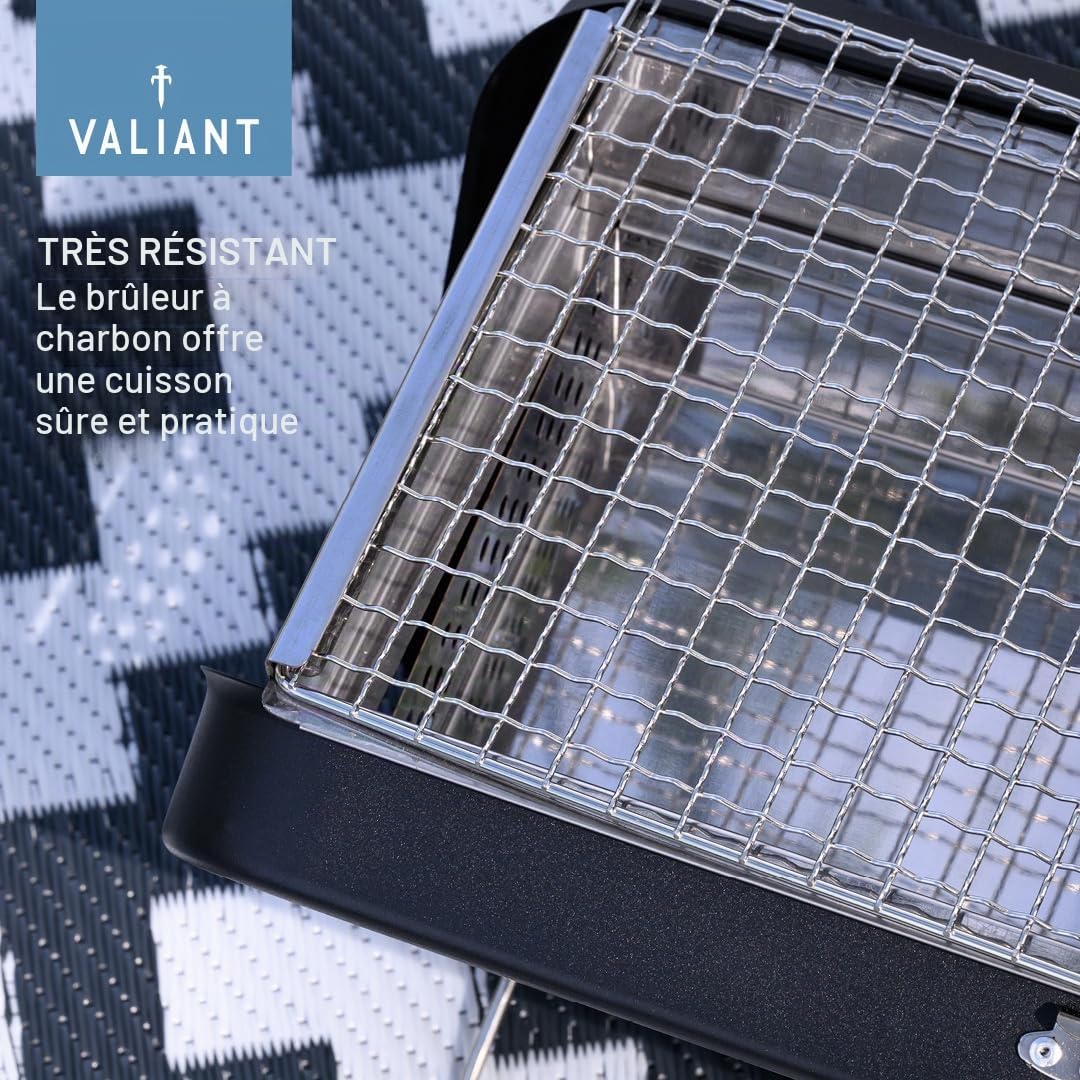 Valiant Barbecue portable pliable pour pique-nique et camping Noir