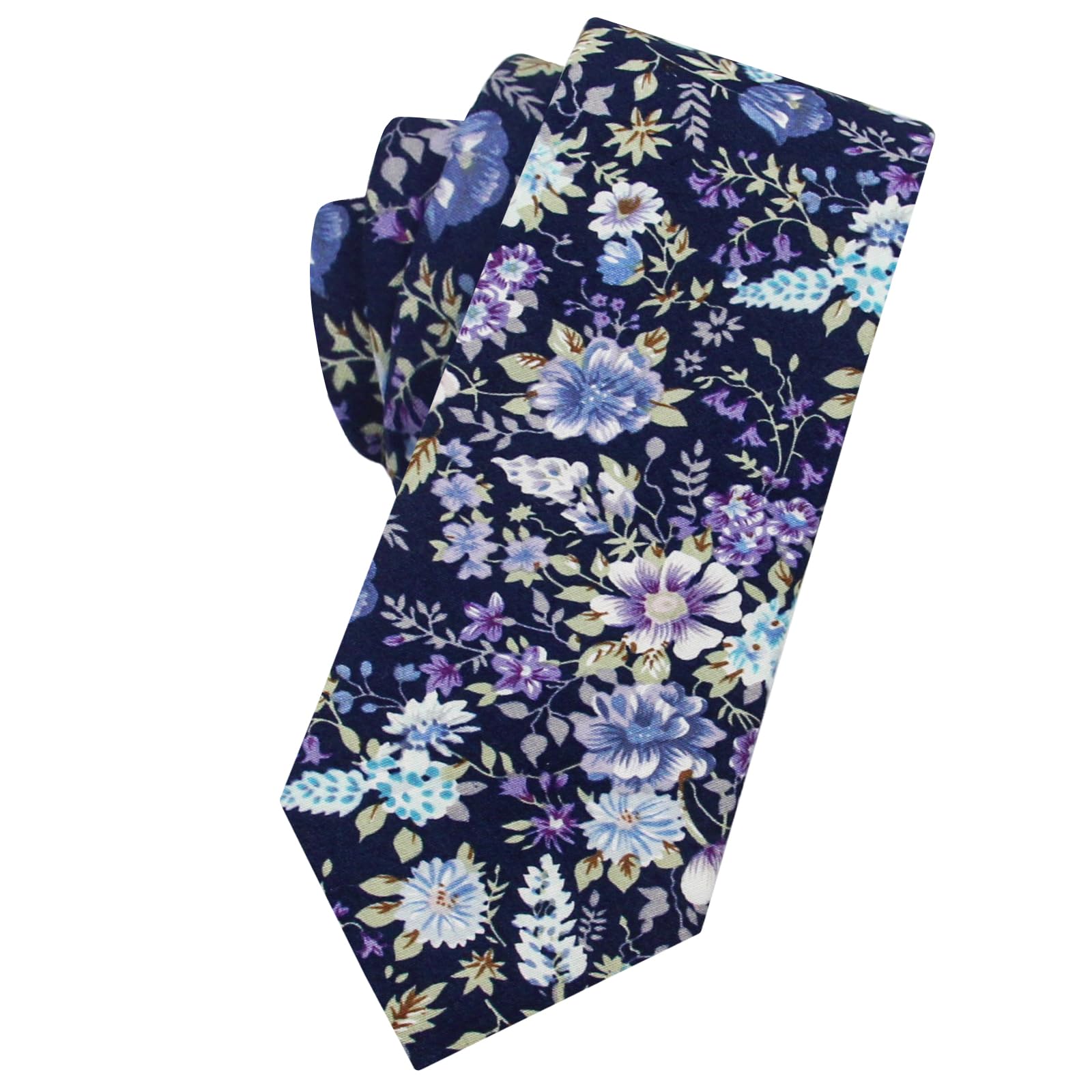 Mantieqingway Floral Ties for Men Skinny Cotton Tie Flower Necktie