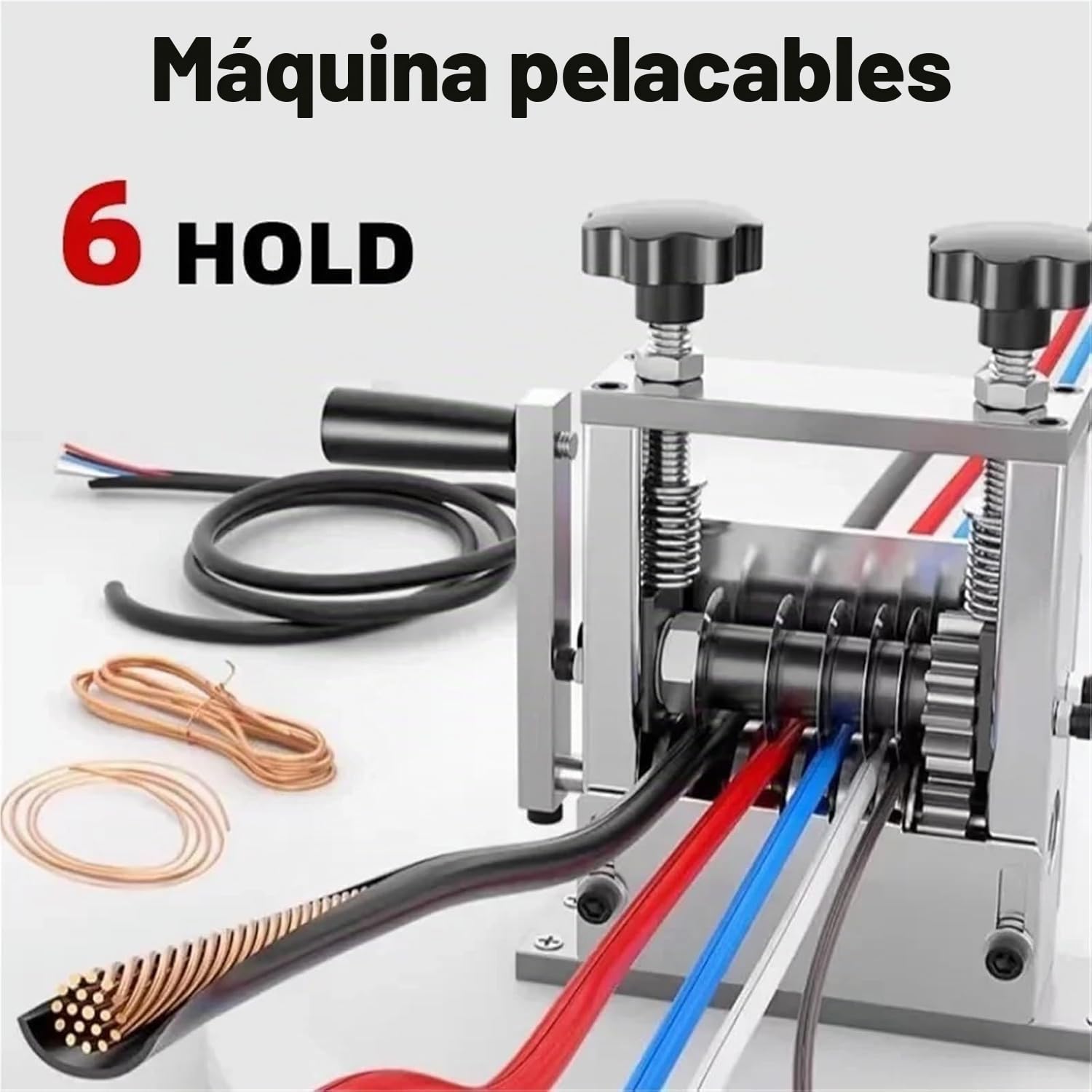Pelacables, Pela Cables de Electricidad con 6 Canales y 5 Cuchillas, Pelador Maquina Manual, herramienta de pelado automática para 3-17 mm de Diámetro, para Reciclaje Cables Chatarra Cobre
