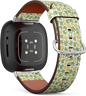 CJBROES Replacement Leather Watch Band, Compatible with Fitbit Versa 3 and Fitbit Sense of Wristband Bracelet Accessory - Baroque