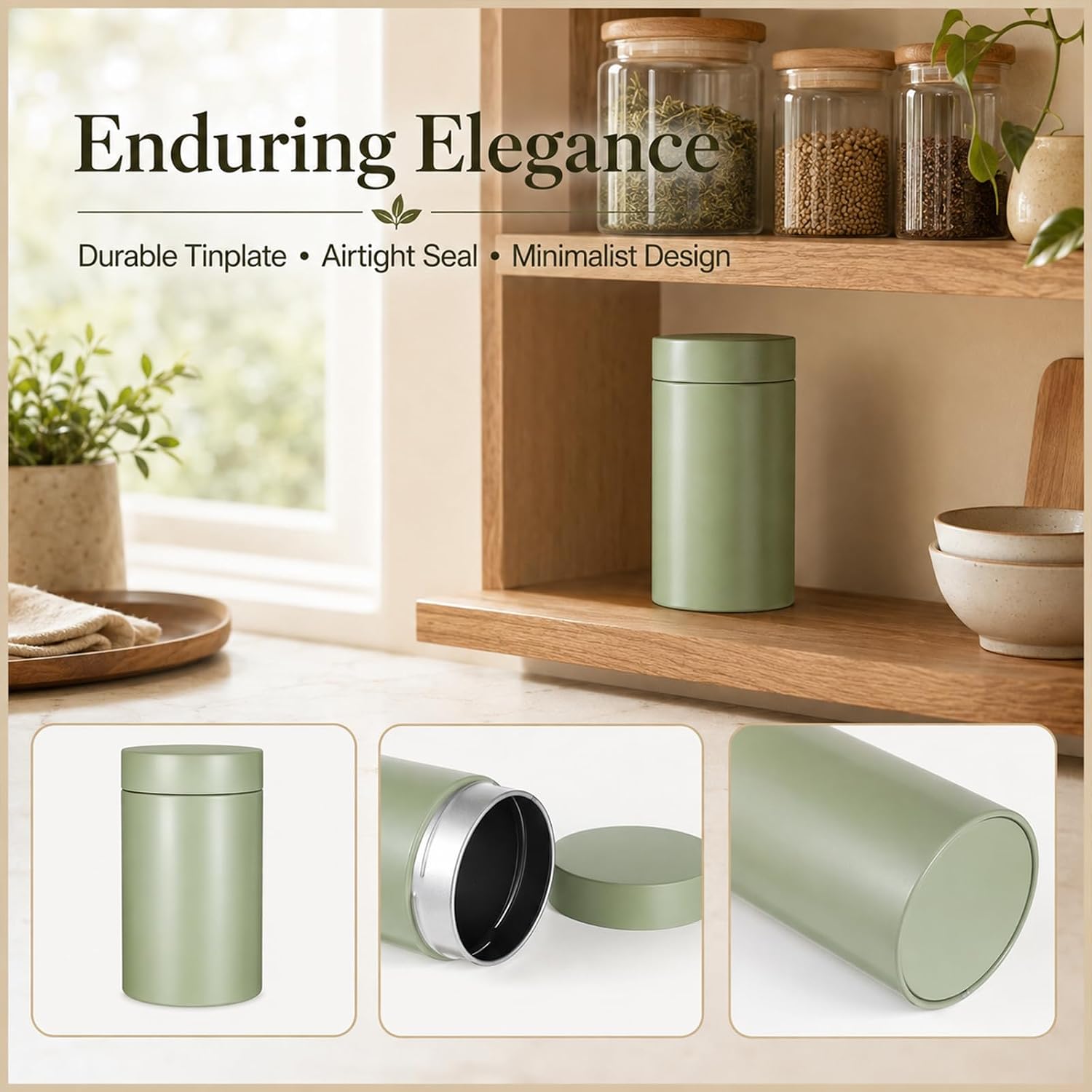Matcha Container, Matcha Tin Storage Container Airtight with Scoop