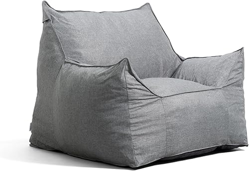 Miniatura 14 de Big Joe Imperial Lounger - Sillón puff relleno de espuma con funda extraíble, Unión azul pacífico, poliéster tejido duradero, 4 pies de grande Unión