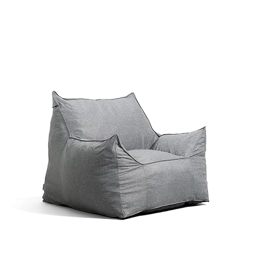 Big Joe Imperial Lounger Ottoman Foam Filled Bean Bag with Removable Cover, Gray Union, Durable Woven Polyester, 2 feet