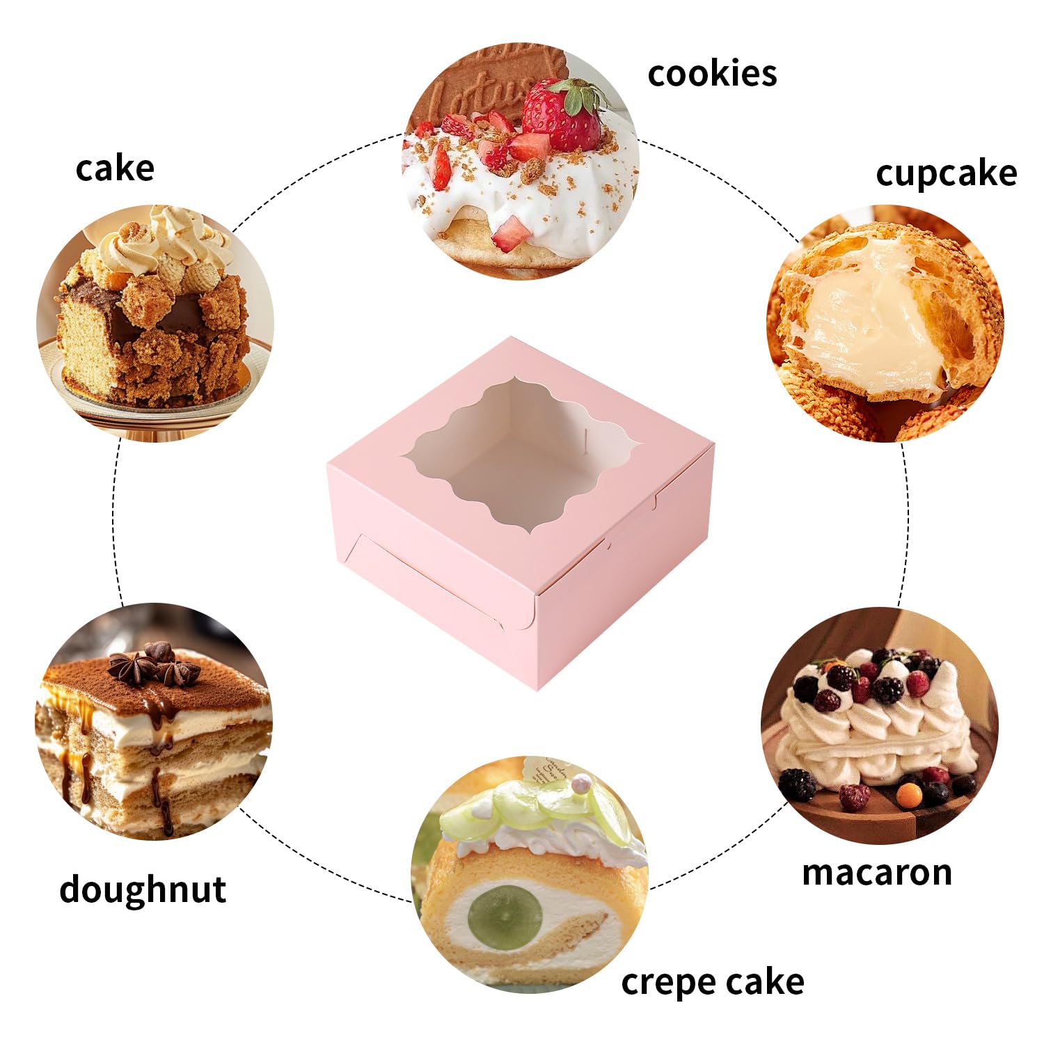 Cake Boxes - 100 Pack Small Bakery Boxes -3