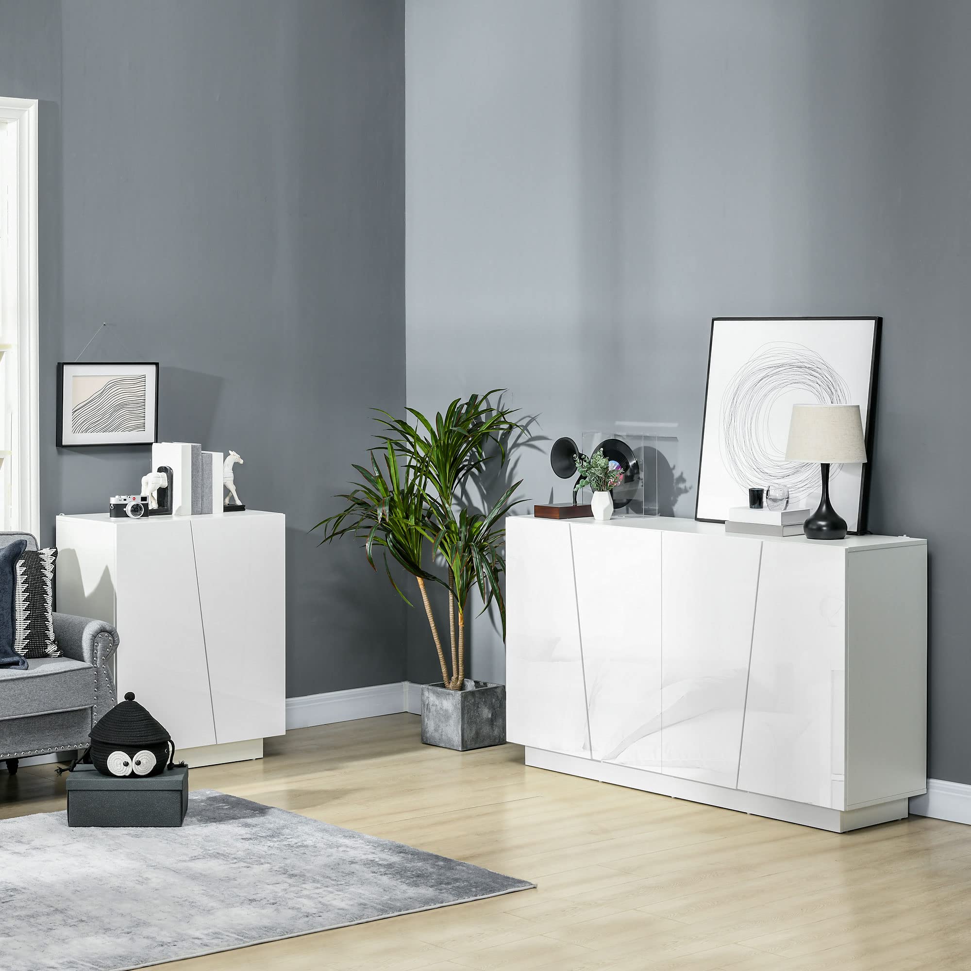 HOMCOM Mobiletto Multiuso in Truciolato Bianco a 5 Livelli con Ripiano Regolabile su 3 Livelli e Base Rialzata, 150x40x88 cm