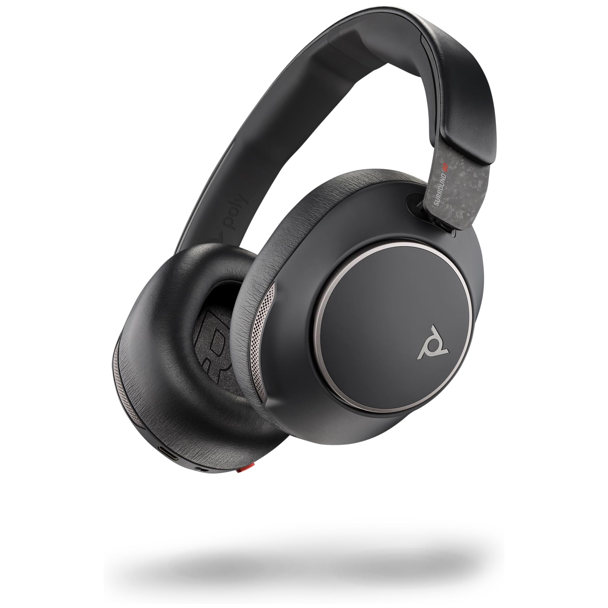 Plantronics Auriculares para equipo de audio Voyager Surround 80 UC, USB-C, Adaptador USB-C/A, VS80T, BT700C, Negro
