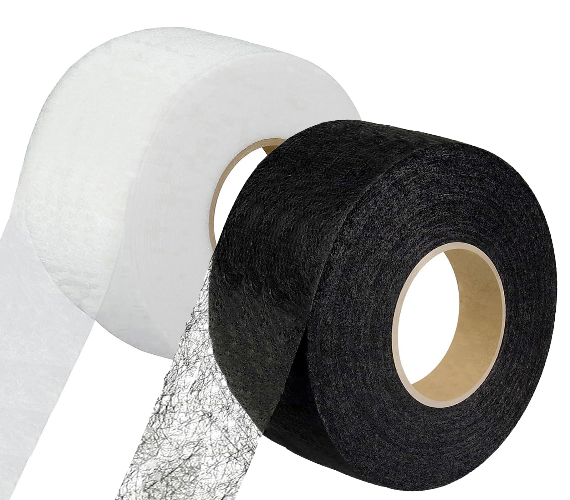Nastro termoadesivo da applicare con il ferro da stiro, bianco, nero, 25 m, larghezza 60 mm, per riparare tessuti, tende, pantaloni, vestiti, Iron on (50 M-6 cm)