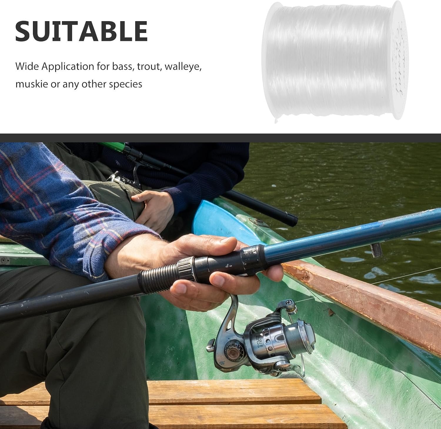 BESPORTBLE 1 Roll Nylon Fishing Line Strong and Wear-Resistant with Convenient Rod Guide Passing for Freshwater Trout and Muskie Bow Fishing with Higher Fish Catching Ratio