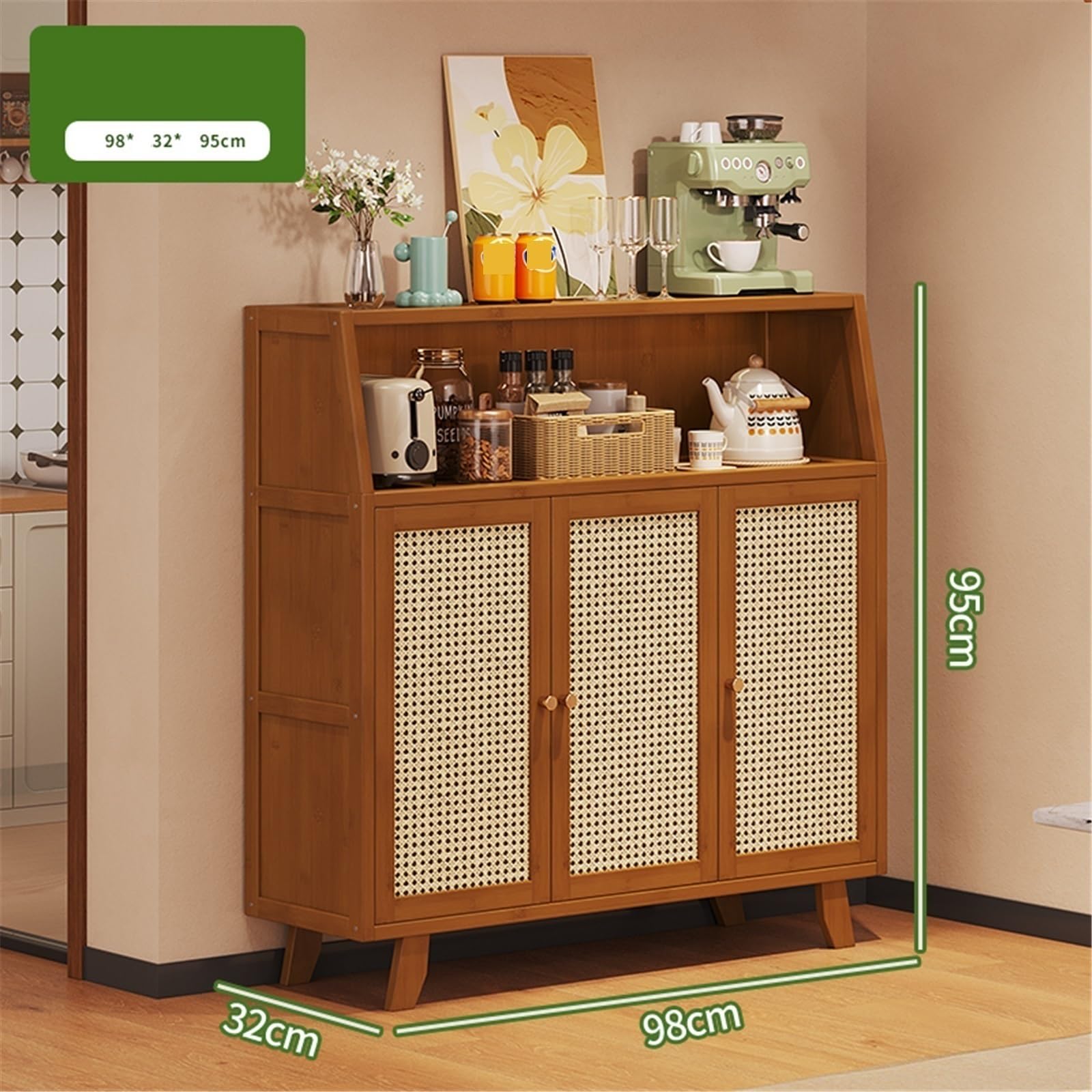 Mueble aparador Aparador de Cocina Estilo Retro, Unidad almacenaje for salón, Tres Puertas con Compartimentos Mesa de Centro Consola