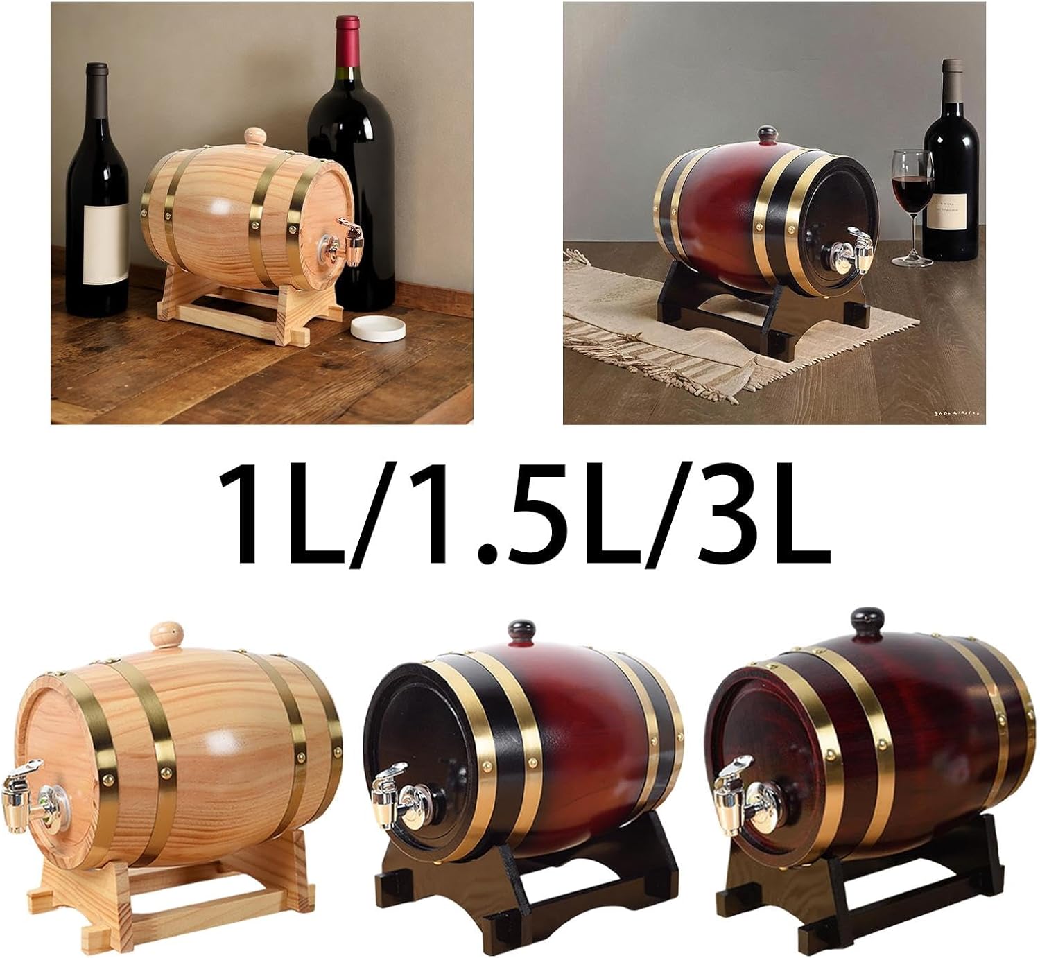 CLUB BOLLYWOOD® Wooden Aging Barrel with Spigot Gift Wine Wooden Barrel for Wine Table 1L Wood| Kitchen, Dining & Bar | Liquor & Beer Dispensers| Liquor & Beer Dispensers|1 Wine Barrel