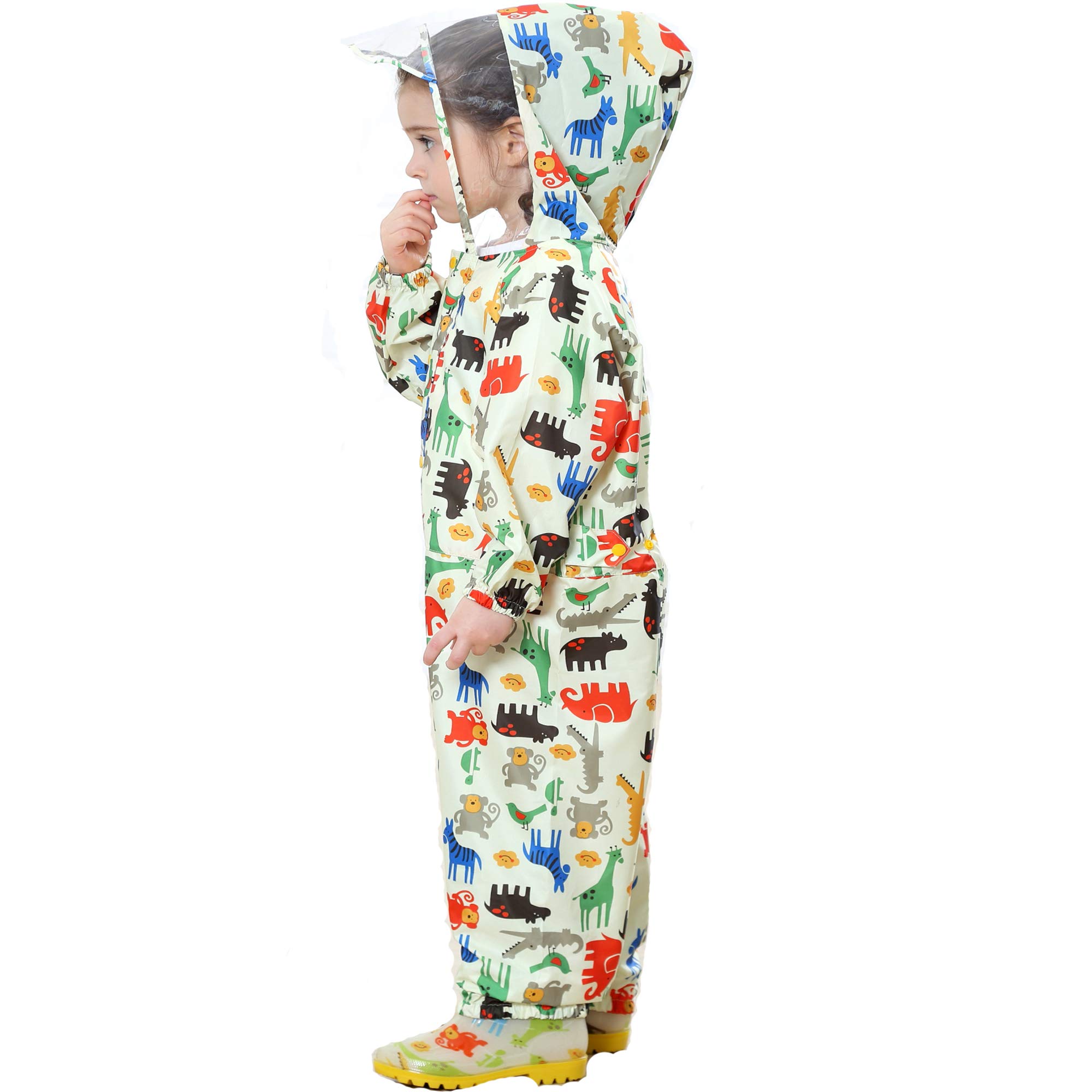 Chubasqueros con Capucha Niña Niño Impermeable Chaquetas Lluvia Infantil Mono Traje de Lluvia Grande Poncho Escuela Running Pantalones Capa Animal Amarillo Azul Rosa Unisexo 1-7 años