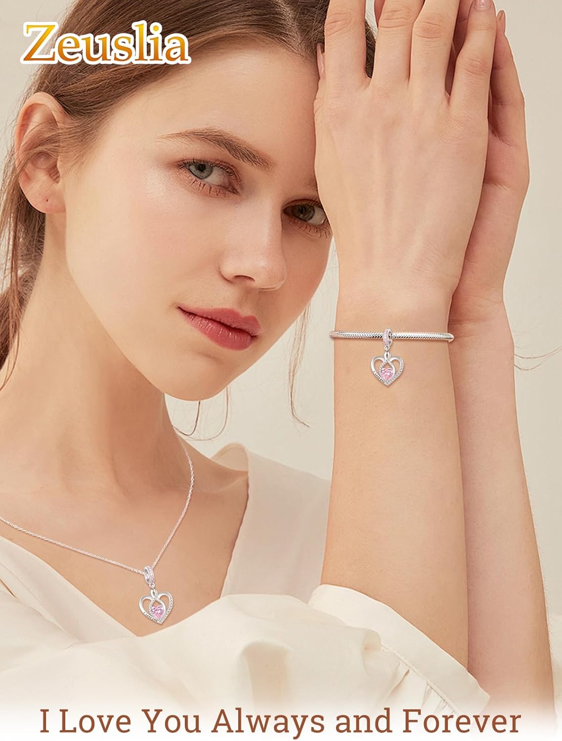 Heart Birthstone Charms for Bracelets, 925 Sterling Silver Women Bead Charms for Charm Bracelets Necklace, Mother's Day Birthday Anniversary Jewelry Gifts for Wife Mom Grandma Daughter - Image 5