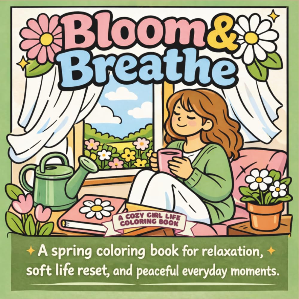 Bloom & Breathe: A spring coloring book for relaxation, soft life reset, and peaceful everyday moments (Cozy Girl Life)
