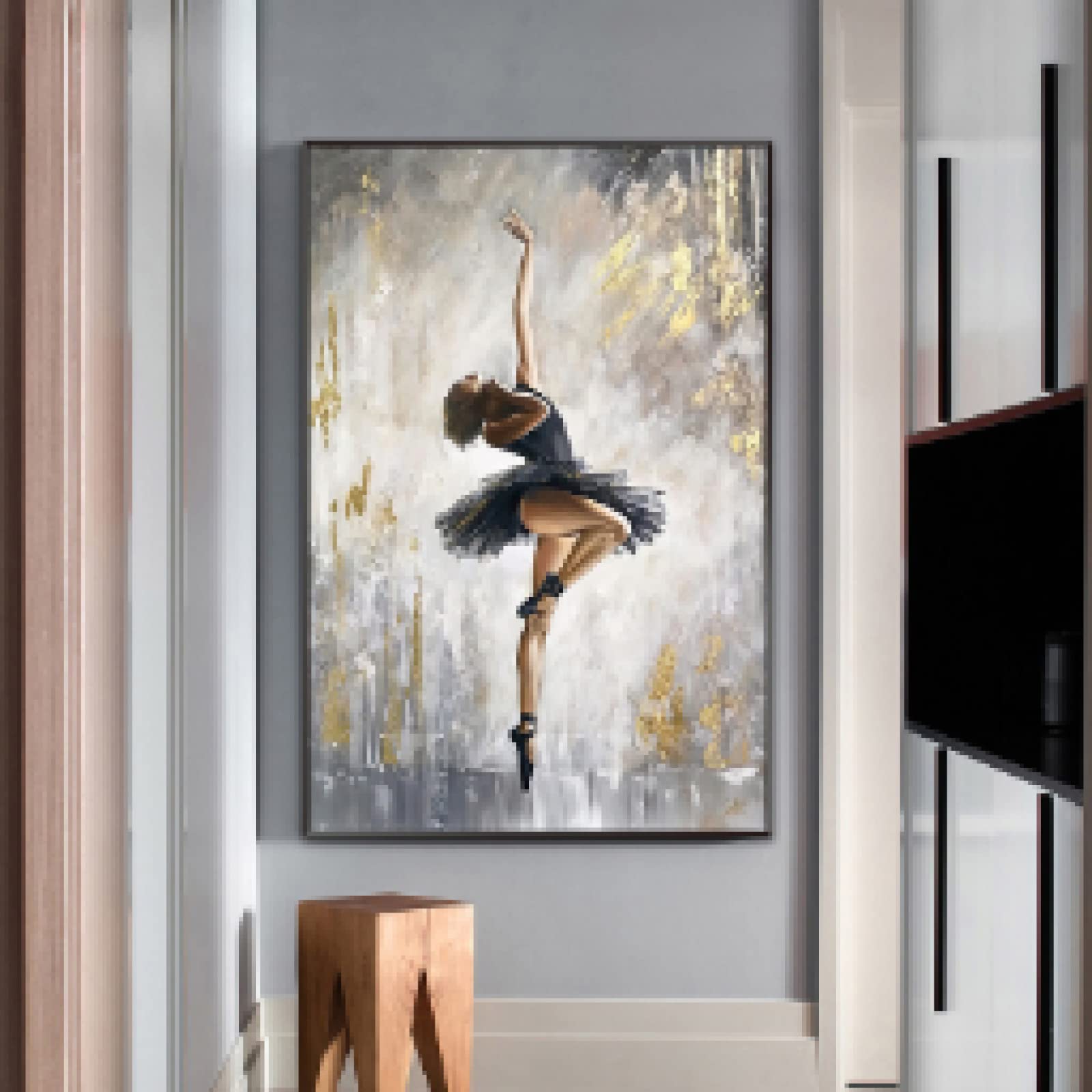 Amazon.co.jp: 抽象バレエ少女キャンバス絵画ダンシング