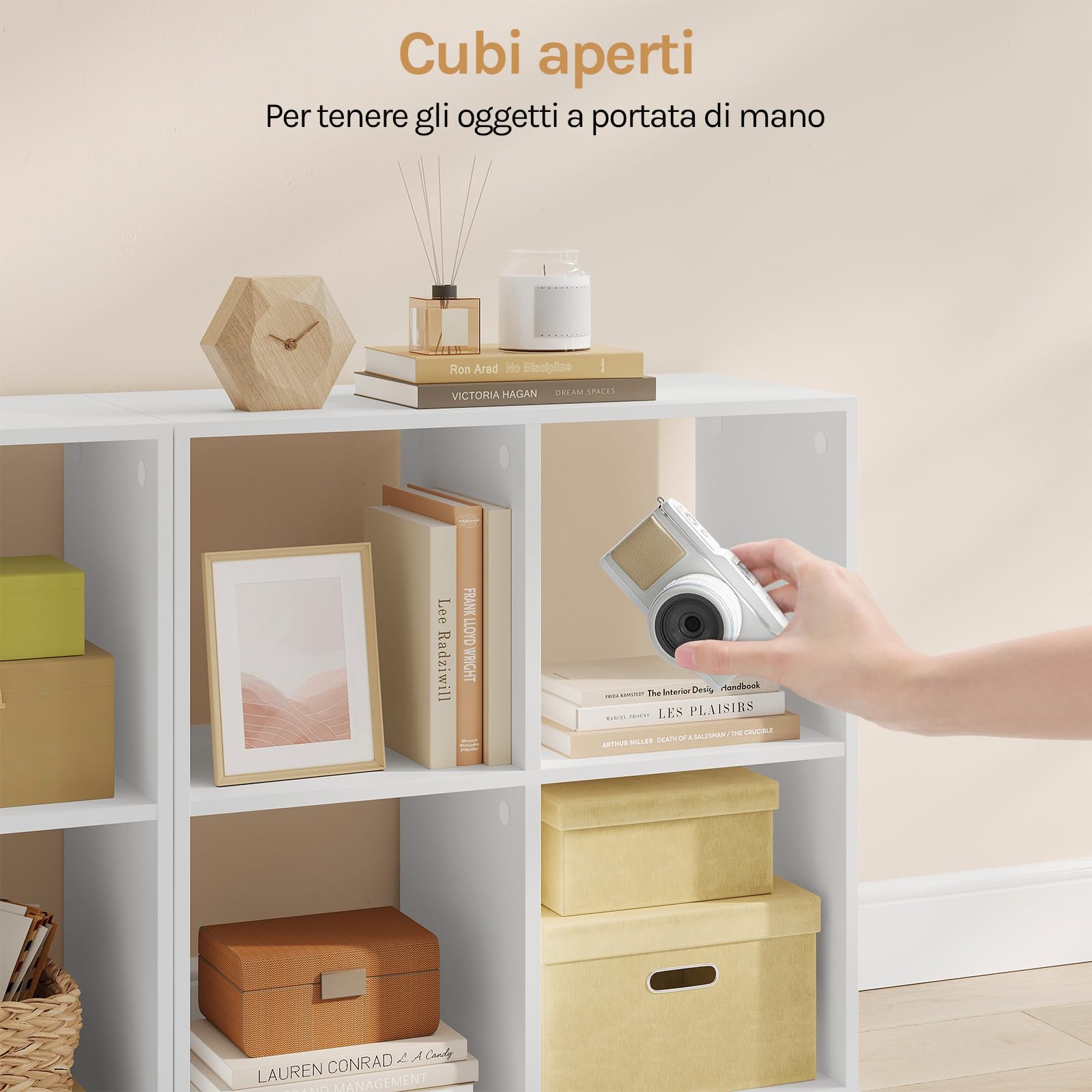 WOLTU Scaffale con 4 Cubi, Libreria Verticale, Scaffale Aperto