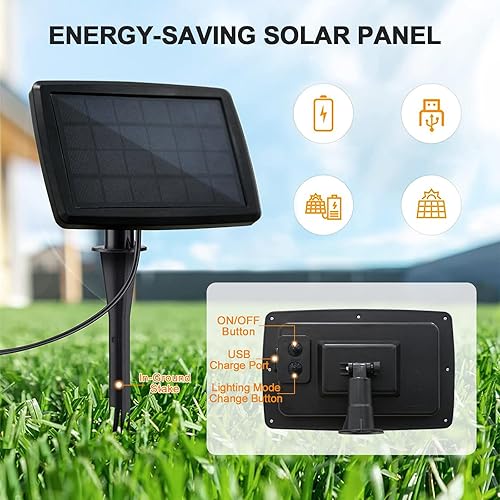 Miniatura 2 de EAGLE PEAK Tira de luces solares S14 de 50 pies, IP65, 15 bombillas Edison vintage inastillables (2 de repuesto) para exteriores, 15 enchufes