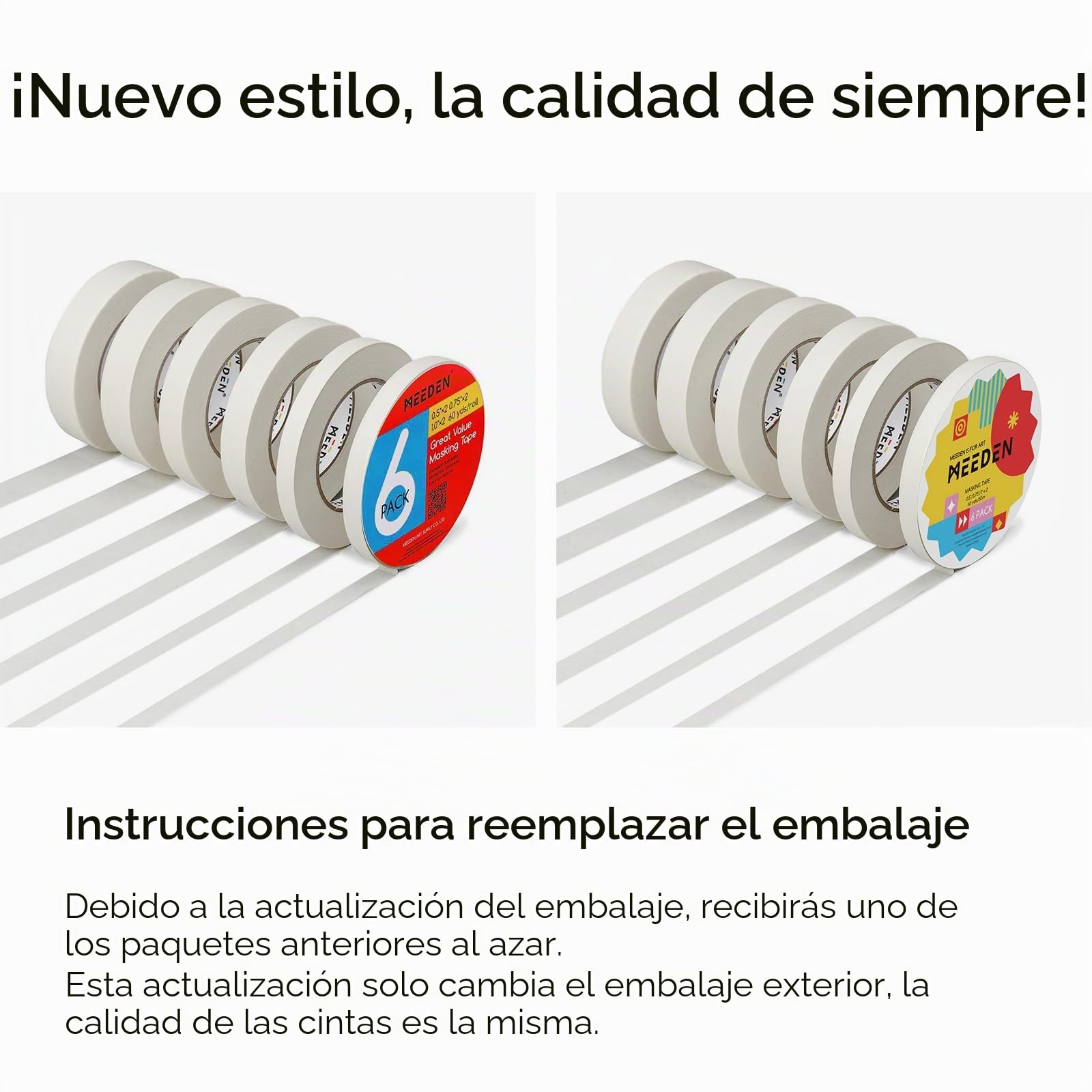 MEEDEN 6 paquetes de cintas de artista 0,5 ", 0,75", 1,0 ", longitud total 1082,7 Ft (330m), sin ácido blanco, fáciles de quitar y muy adecuados para pintura, dibujo, lienzo, papel