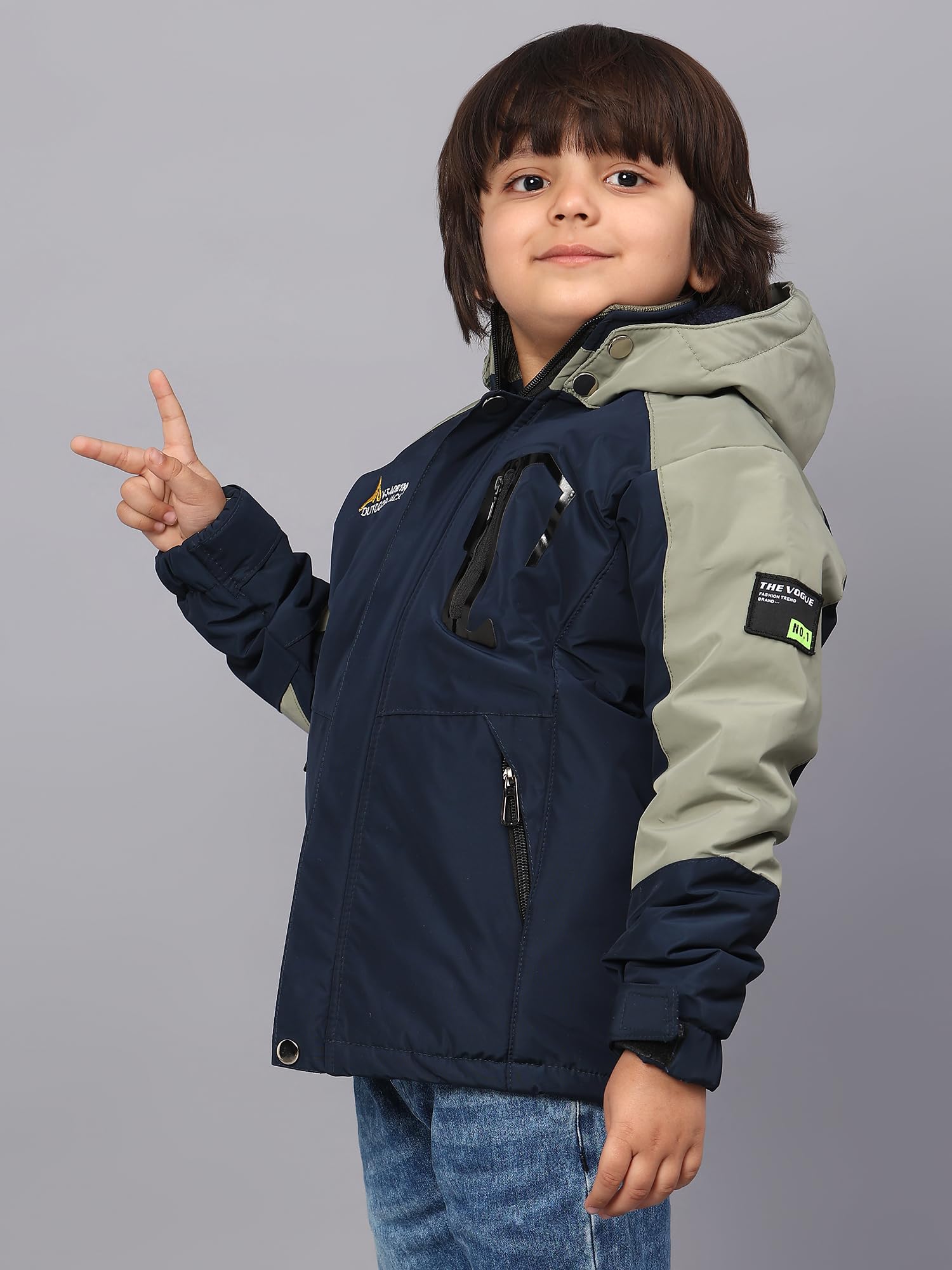 Sky Heights Boys Quilted Bomer Colorblock Hooded Jacket - Image 8 thumbnail
