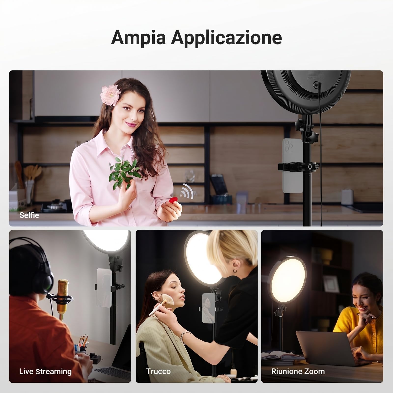 NEEWER BASICS Ring Light Grande da 13" 45W con Supporto 66", Luce Pannello LED a Schermo Intero 3000K-6500K CRI95+ con Porta Telefono/Telecomando per Video Selfie Streaming Trucco Studio Foto, BR45B
