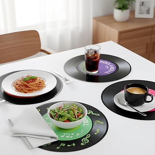 Miniatura 7 de 48 discos de vinilo para calcomanías, 3 tamaños, decoración de fiesta de los años 50, juego de recortes de vinilo retro para música, cumpleaños,