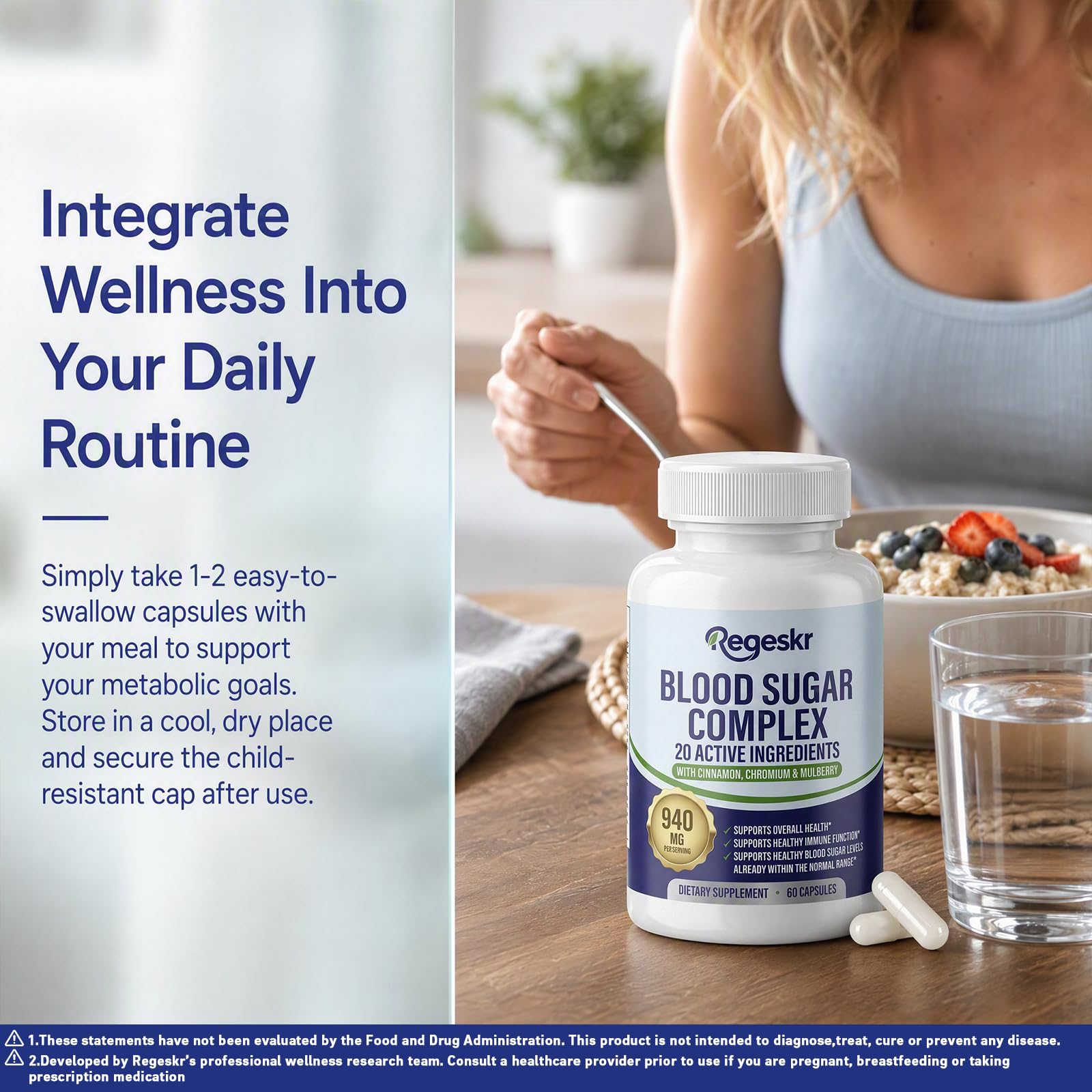 Blood Sugar Complex, True Nutra Blood Support Blend,Natural Alternative to Glucose Tablets for Low Blood Sugar, Metabolic Care, 1 Bottle (60 Capsules — Amazon image 4