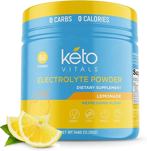 Keto Vitals Polvo de electrolitos  Electrolitos aptos para dieta cetogénica con potasio, magnesio, sodio, calcio  Suplemento de electrolitos