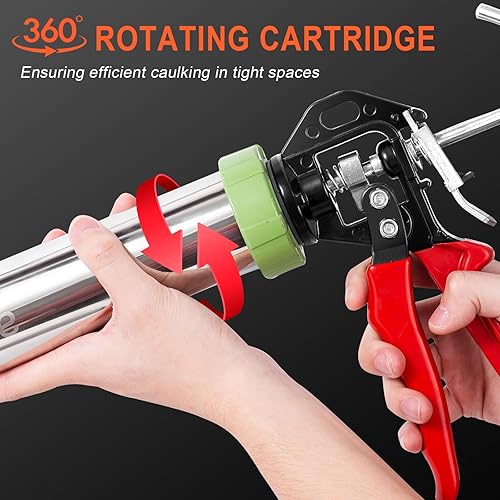 Miniatura 4 de Pistola para calafatear salchichas, accionamiento manual, pistola de calafateo de alto empuje para procesar cartuchos adhesivos