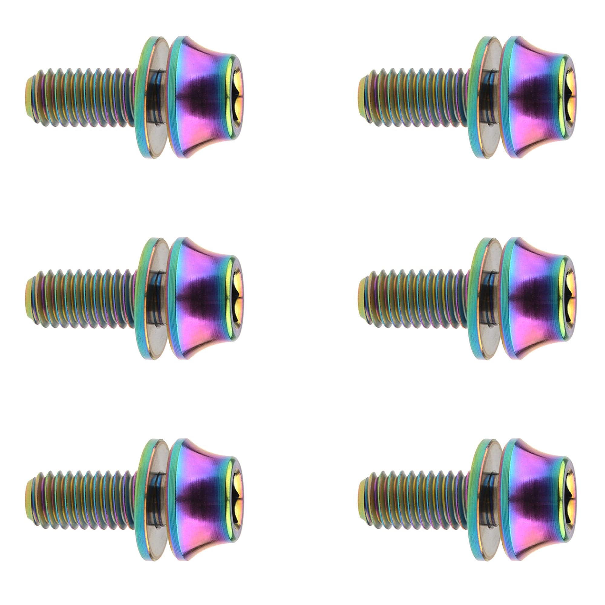 DWAMMEBRS Bolt M5x12mm Ti Screws with Washer For Bike Water Bottle Cages Pack of 6(Rainbow)