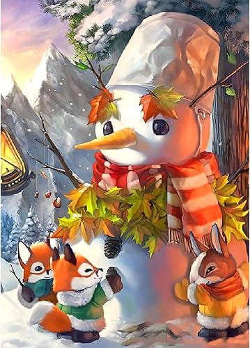 RICUVED Kits de pintura de diamantes para adultos, kits de arte de diamantes de muñeco de nieve, taladro redondo completo, arte de pintura de