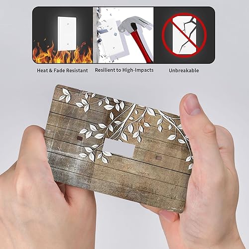 Miniatura 5 de Placa frontal de pared con silueta de árbol de madera rústica, interruptor de luz de palanca individual, placa frontal de 1 banda, adecuados para