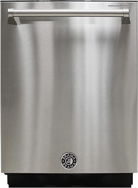 BRAMA Dishwasher 24-Inch Built In with 6 Wash Options and 6 Automatic Cycles, Stainless Steel Construction, Electronic Control LED Display, Low Noise Rating, 44 dB, Metallic