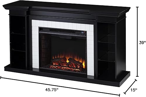Miniatura 4 de SEI FURNITURE Henstinger - Chimenea eléctrica con estantería, color negro