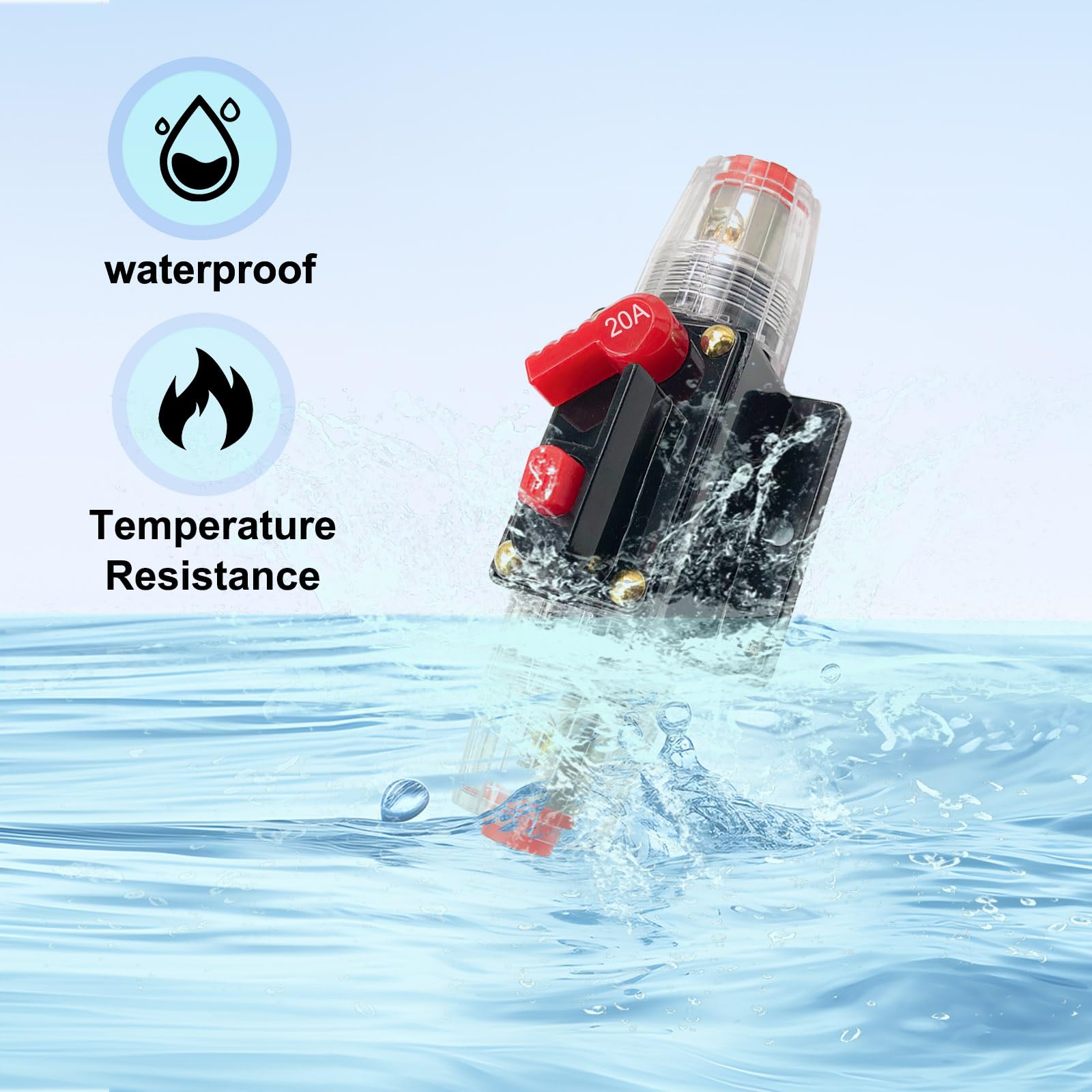 Automatische Zekering Schakelaar Reset, DC 12 V-24 V Stroomonderbreker 80-300A voor Auto Marine Boot Fiets Stereo Audio Reset Zekering(80A