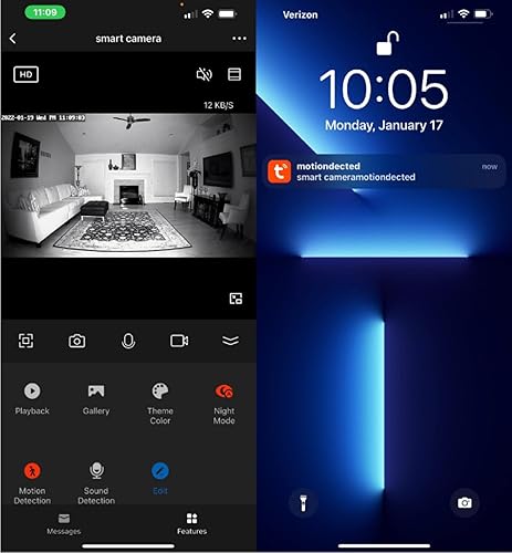Miniatura 5 de EighteenXVIII Cámara inteligente 1080P Sistema de alarma para el hogar con audio bidireccional - Cámara de seguridad portátil con visión nocturna y