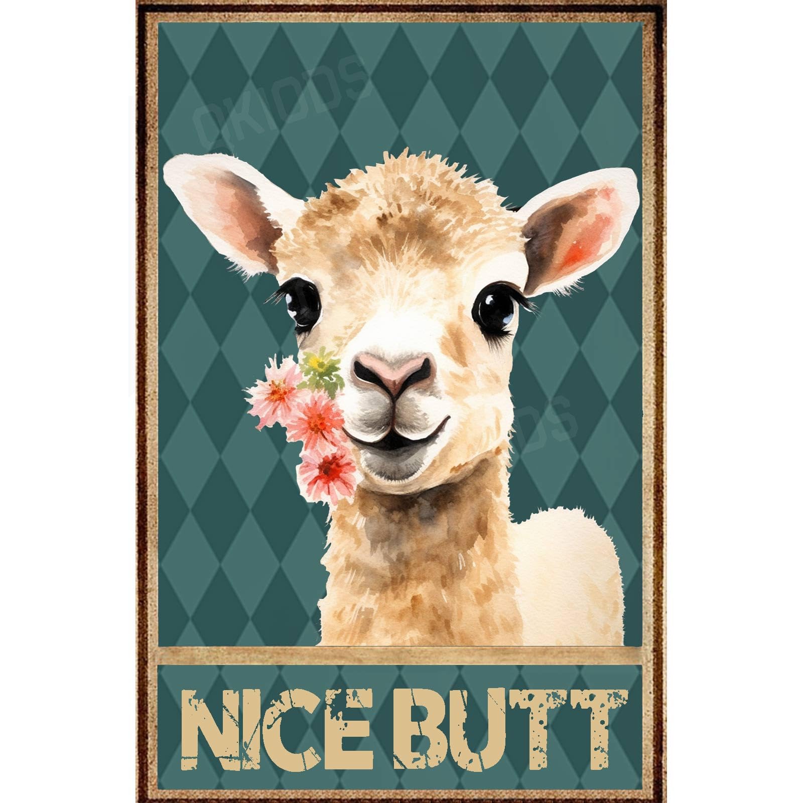 Qkiods Tin Sign 12 Goat Nice Butt Funny Metal Signs Vintage Sign For Home Bathroom Garden Outdoor Decor 8×12 Inches