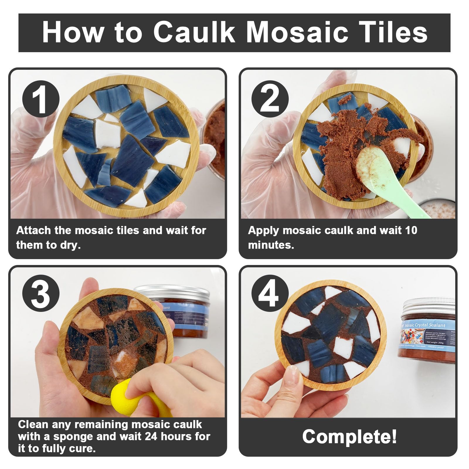 WAN2TLK Brown Mosaic Crystal Grout 200g, Mosaic Tile Accessories, Mosaic Tiles Grout for Crafts No Water Needed, Fast-Drying - Image 3