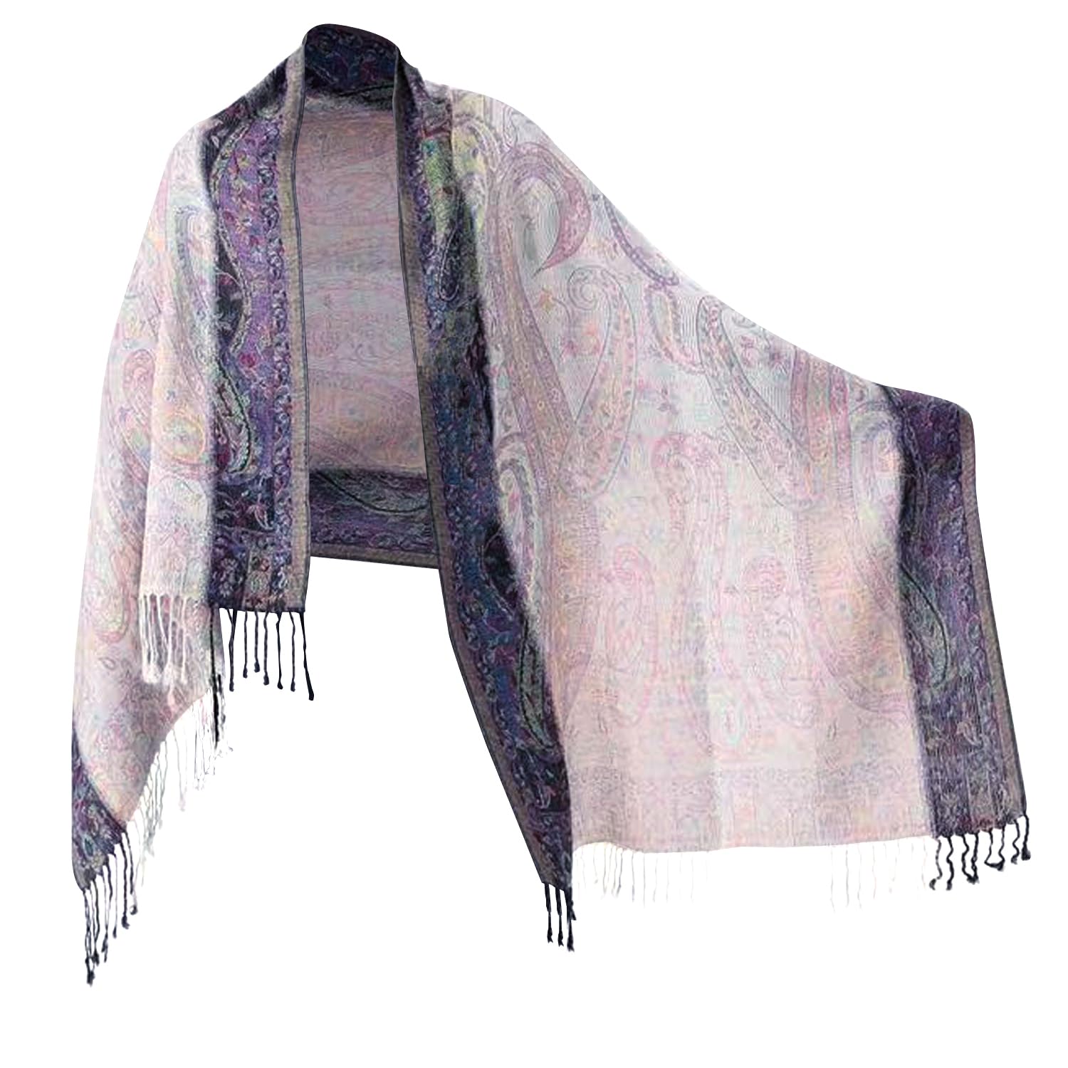 Women Paisley Pashmina Shawl Wrap Colorful Pattern Reversible Winter Scarf