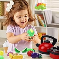 Vista 8 de STEAM Life Juego de accesorios de cocina, juguetes de comida para niñas de 3 a 4 años, juego de cocina para niños pequeños, ollas y sartenes, juego