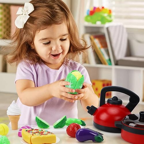 Miniatura 8 de STEAM Life Juego de accesorios de cocina, juguetes de comida para niñas de 3 a 4 años, juego de cocina para niños pequeños, ollas y sartenes, juego