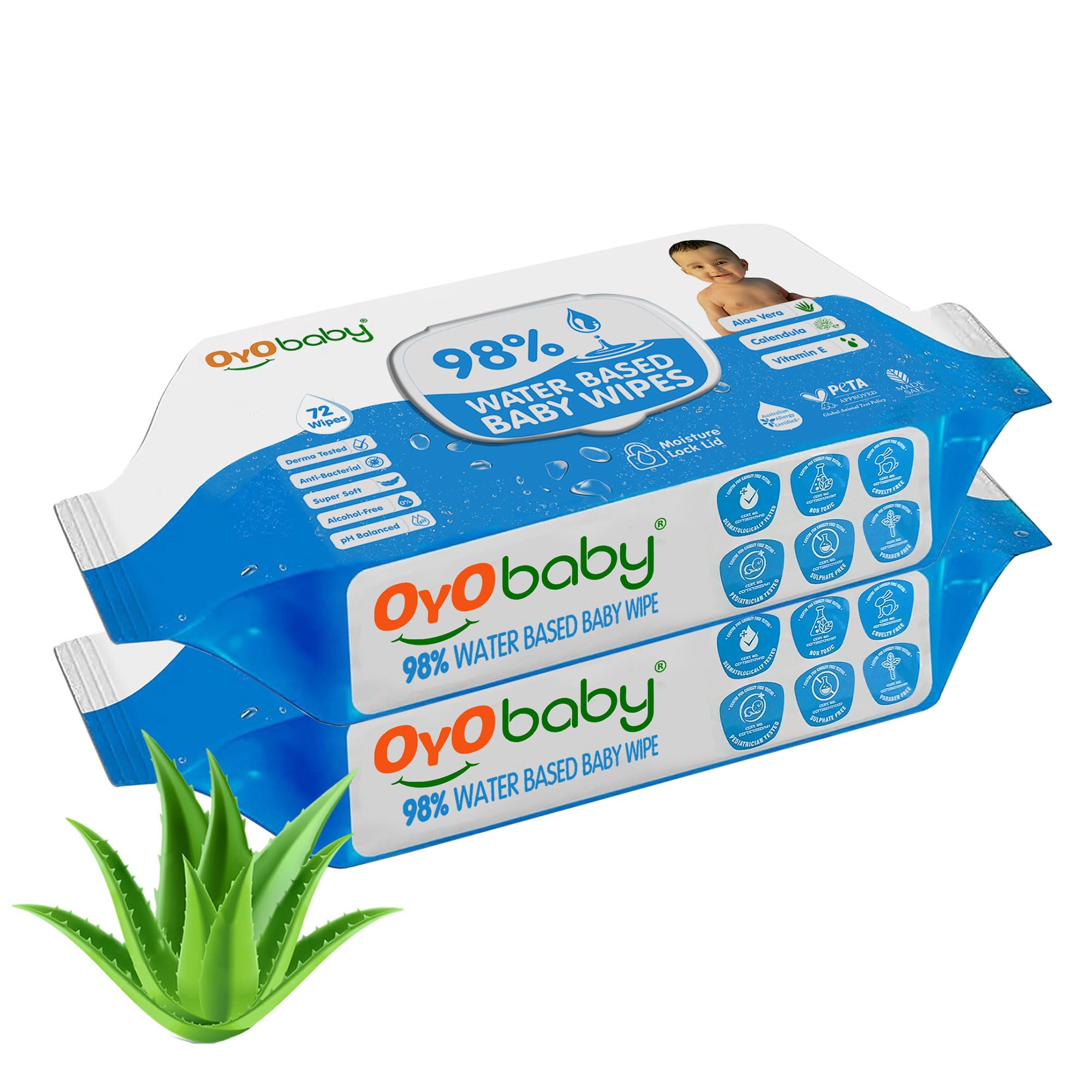 OYO BABY Wipes for new born baby with Lid | 72 Wipes x Pack of 2-144 Wipes for kid | Extra Thick & Moist Wet Vipes for Babies | Prevents Skin Redness & Rashes | Enriched with Aloe Vera, Vitamin E-image-21