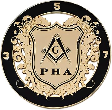 Prince Hall Shield Round Masonic Auto Emblem - [Black & Gold][3 Diameter]