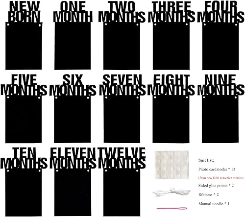 Miniatura 2 de Cartel de fotos de primer cumpleaños para niño y niña, cartel de fotos de primer cumpleaños, registro de crecimiento del bebé, imágenes de 1 a 12