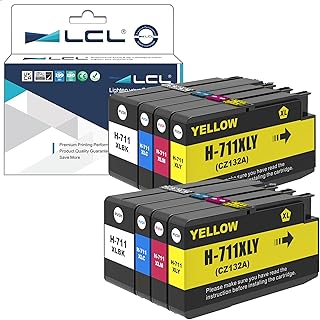 LCL Compatible Ink Cartridge 711XL 711 XL High Yield Pigment (2BK 2C 2M 2Y) Replacement for HP Designjet T120 24 T120 610 T520 24 T520 36 T520 610 T520 914 T125 24 T530 T130 T525