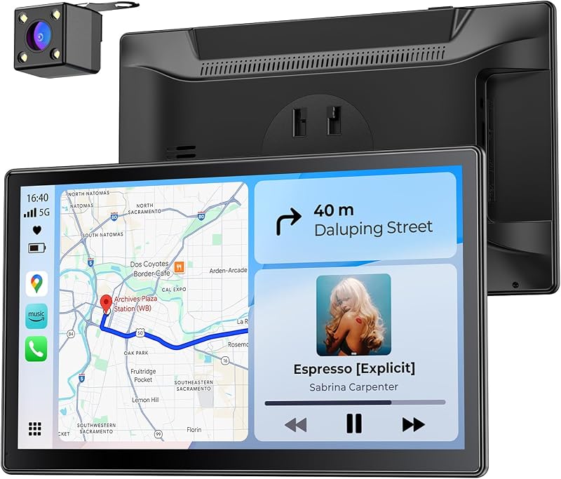 Krunia 9 Inch Wireless CarPlay Display 60FPS Android Auto GPS Navigáció Mágneses Tartó