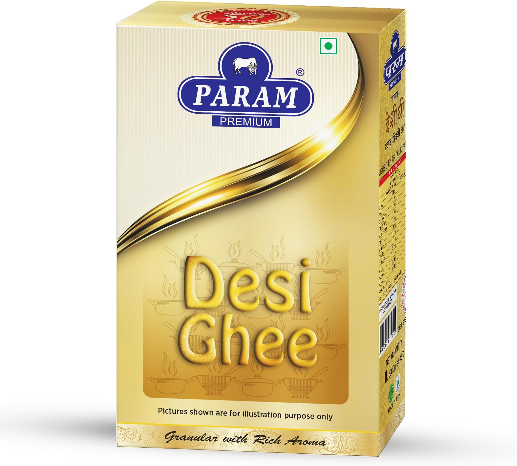 Param Desi Ghee 1L (Pack of 1) | Pure Traditional Indian Ghee with Rich Aroma & Granular Texture | Gas Chromatography Tested | Boosts Digestion & Immunity